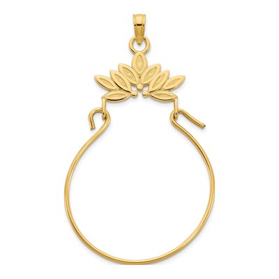 14K Yellow Gold Leaves Holder Pendant