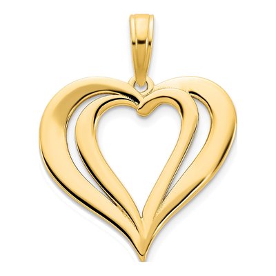 14K Yellow Gold Two Hearts Pendant