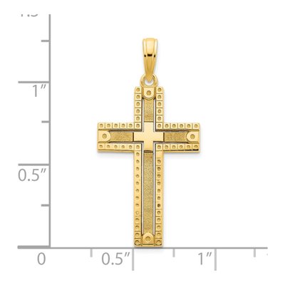14K Yellow Gold Sandblasted Cross Pendant – view 3