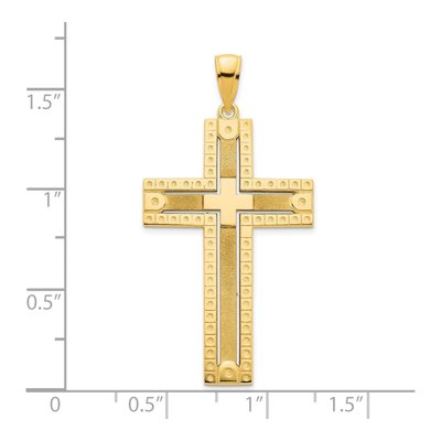 14K Yellow Gold Sandblasted Cross Pendant – view 3