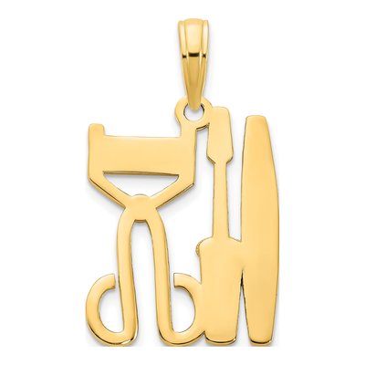 14K Yellow Gold Cosmetic Tools Pendant – view 5