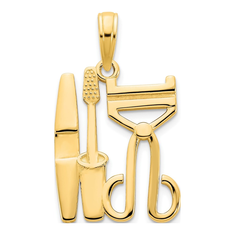 14K Yellow Gold Cosmetic Tools Pendant