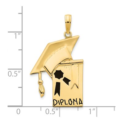 14K Yellow Gold Graduation Cap Diploma Pendant – view 3