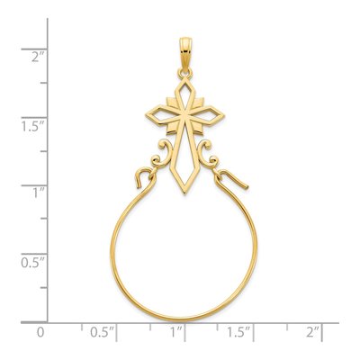 14K Yellow Gold Cross Holder Pendant – view 3