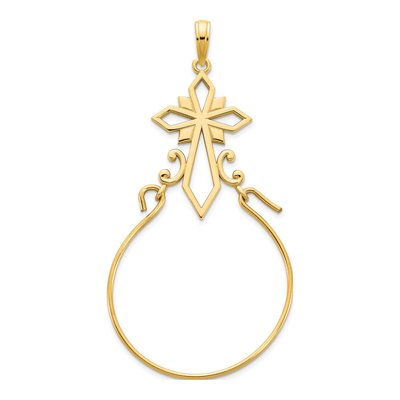 14K Yellow Gold Cross Holder Pendant