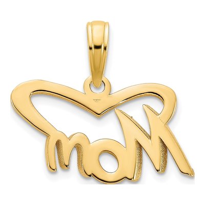 14K Yellow Gold MOM Heart Pendant – view 5