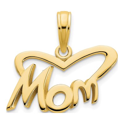 14K Yellow Gold MOM Heart Pendant