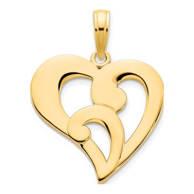 14K Yellow Gold Fancy Heart Pendant