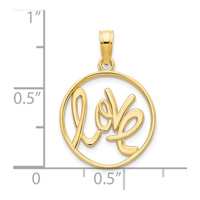14K Yellow Gold LOVE Circle Pendant – view 4