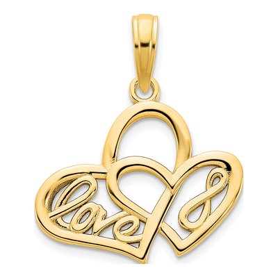 14K Yellow Gold LOVE Infinity Heart Charm