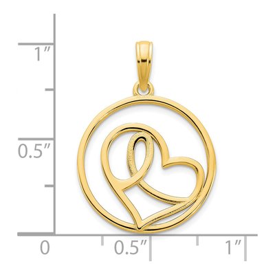 14K Yellow Gold Heart Circle Pendant – view 4