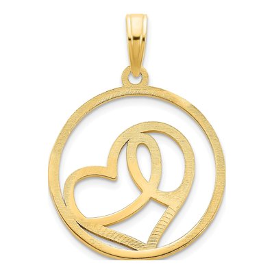 14K Yellow Gold Heart Circle Pendant – view 5