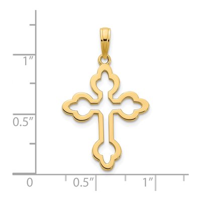 14K Yellow Gold Budded Cross Pendant – view 3