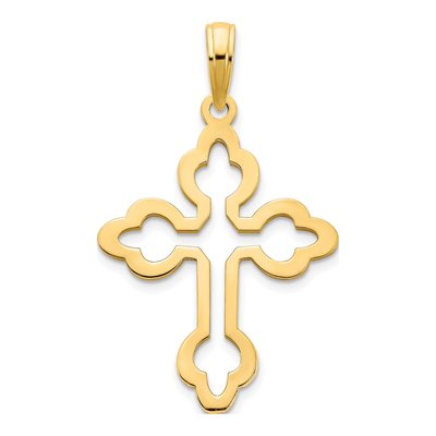 14K Yellow Gold Budded Cross Pendant – view 4
