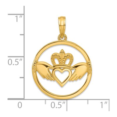 14K Yellow Gold Claddagh Circle Pendant – view 3