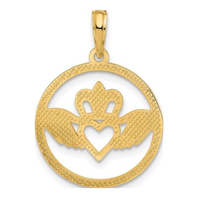 14K Yellow Gold Claddagh Circle Pendant – view 4