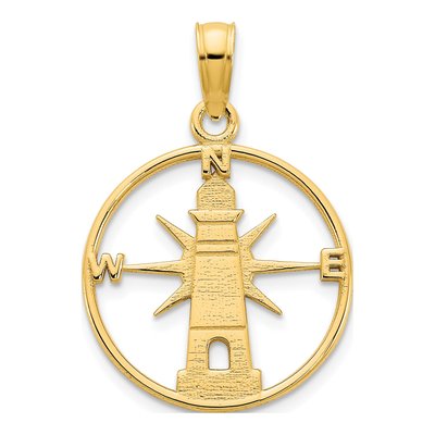 14K Yellow Gold Lighthouse Charm