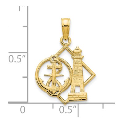 14K Yellow Gold Lighthouse Anchor Charm – view 4