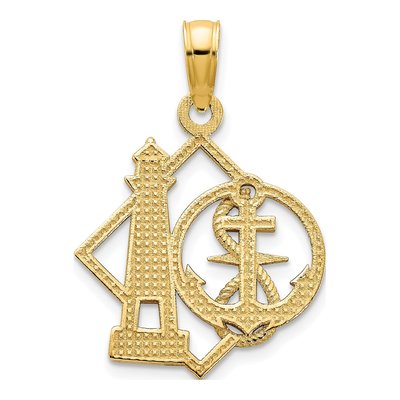 14K Yellow Gold Lighthouse Anchor Charm – view 5