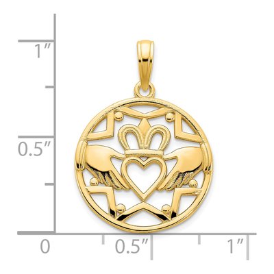 14K Yellow Gold Claddagh Circle Pendant – view 4