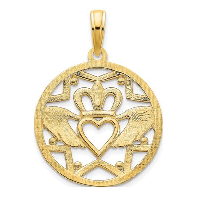 14K Yellow Gold Claddagh Circle Pendant – view 5