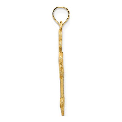 14K Yellow Gold Fleur de Lis Cross Pendant – view 3