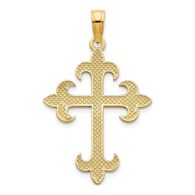 14K Yellow Gold Fleur de Lis Cross Pendant – view 5