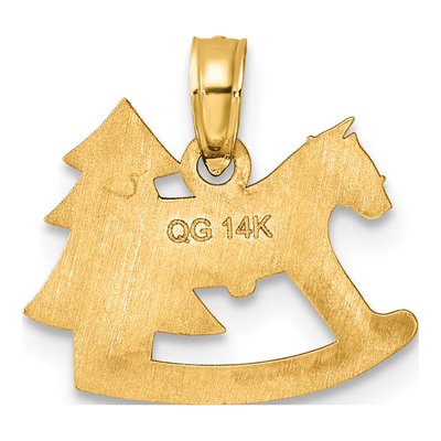 14K Yellow Gold Rocking Horse Christmas Tree Pendant – view 5