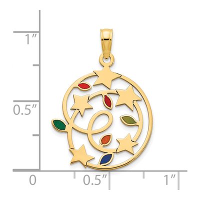 14K Yellow Gold Christmas Lights Stars Pendant – view 3