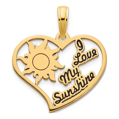 14K Yellow Gold I LOVE MY Sunshine Heart Pendant
