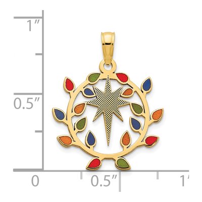 14K Yellow Gold Christmas Lights North Star Pendant – view 3