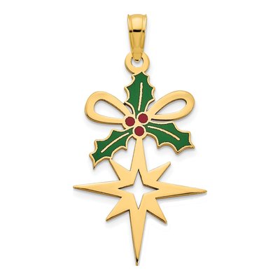 14K Yellow Gold Holly North Star Pendant