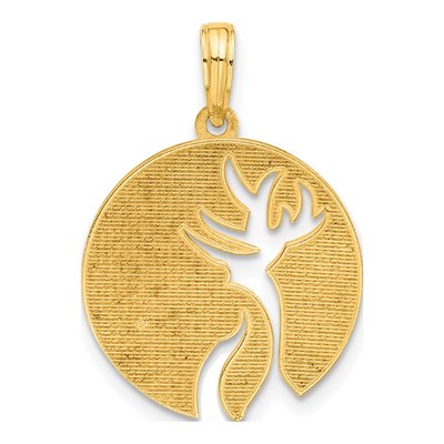 14K Yellow Gold Cut-Out Deer Head Pendant – view 4