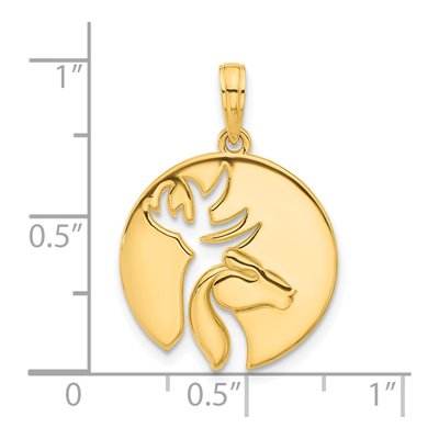 14K Yellow Gold Cut-Out Deer Head Pendant – view 5
