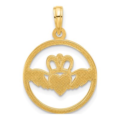 14K Yellow Gold Claddagh Circle Pendant – view 3