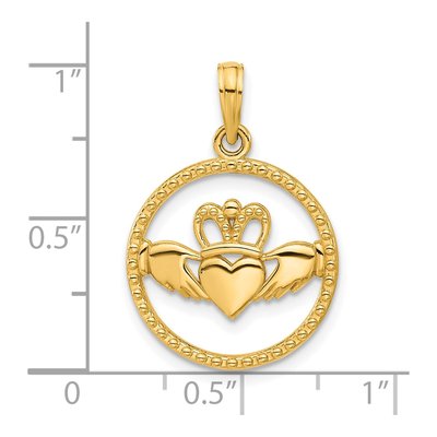 14K Yellow Gold Claddagh Circle Pendant – view 4