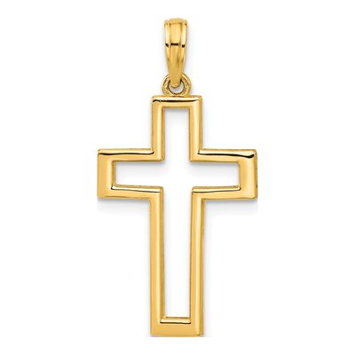14K Yellow Gold Cut-Out Cross Pendant