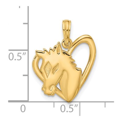 14K Yellow Gold Heart Horse Pendant – view 3