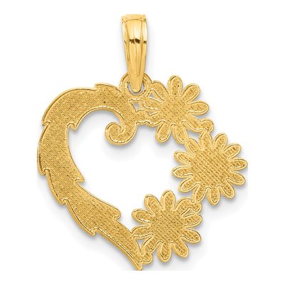 14K Yellow Gold Floral Heart Pendant – view 4
