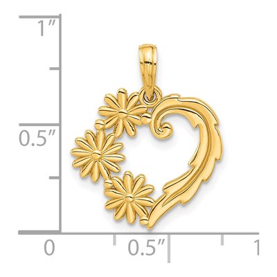 14K Yellow Gold Floral Heart Pendant – view 5