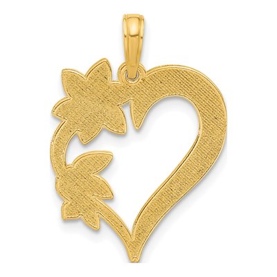 14K Yellow Gold Floral Heart Pendant – view 3