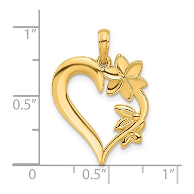 14K Yellow Gold Floral Heart Pendant – view 4