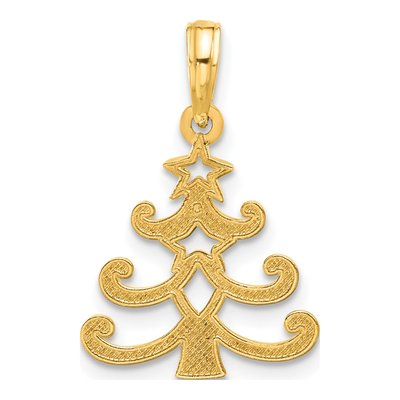 14K Yellow Gold Christmas Tree Pendant – view 3