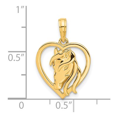 14K Yellow Gold Horse Head Heart Pendant – view 5