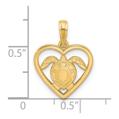 14K Yellow Gold Turtle Heart Pendant – view 3