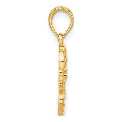 14K Yellow Gold Floral Bird Circle Pendant – view 2
