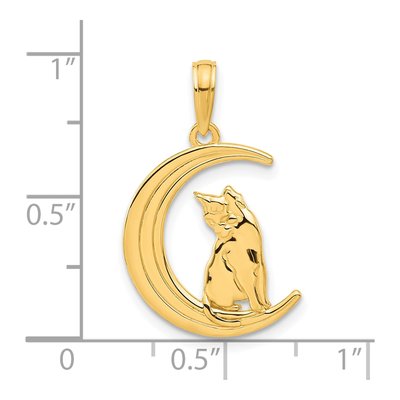 14K Yellow Gold Cat on Moon Pendant – view 4