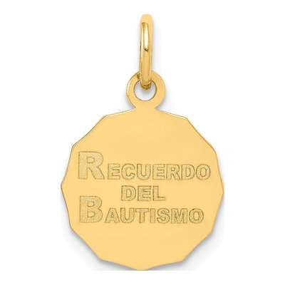 14K Yellow Gold Baptism Recuerdo Pendant – view 5