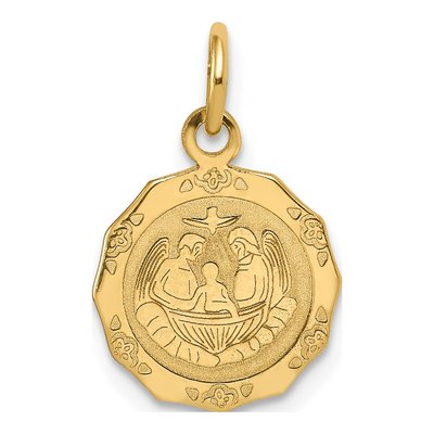 14K Yellow Gold Baptism Recuerdo Pendant