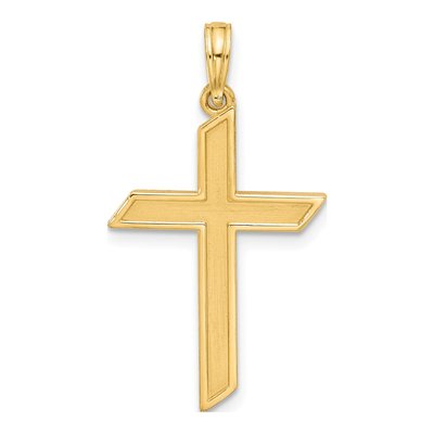 14K Yellow Gold Fancy Angled Cross Pendant